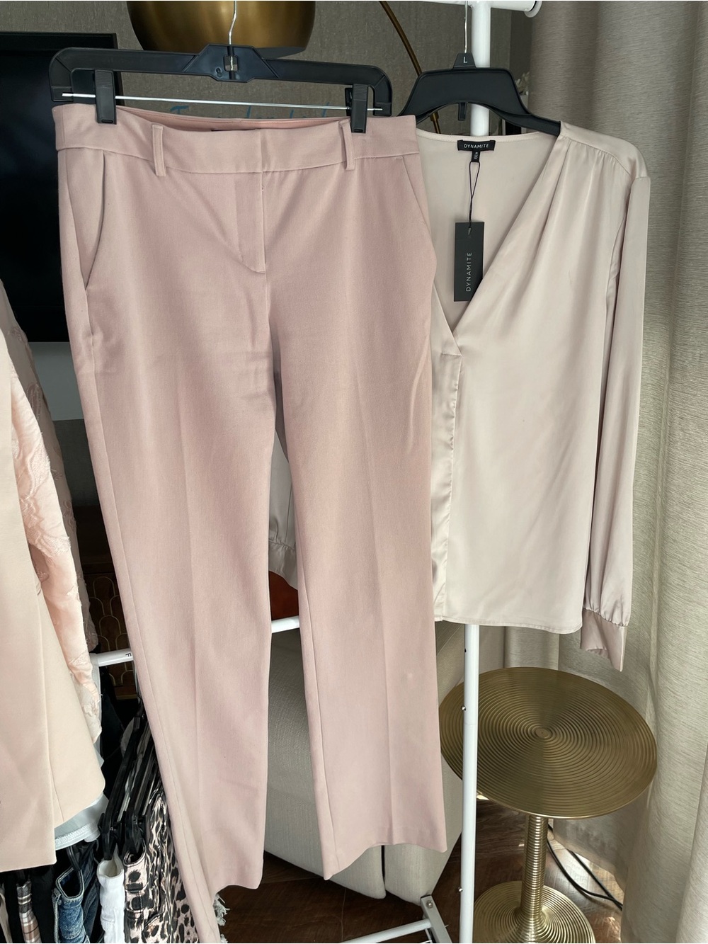 NWT Dynamite Soft Cream Satin V-Neck Blouse - Picture 16 of 16